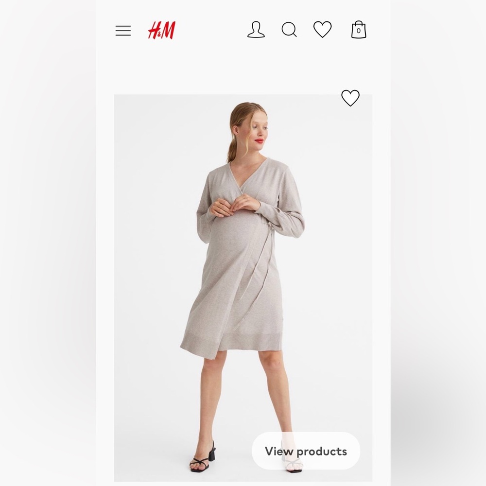 H&M cream maternity Wrap Midi Dress